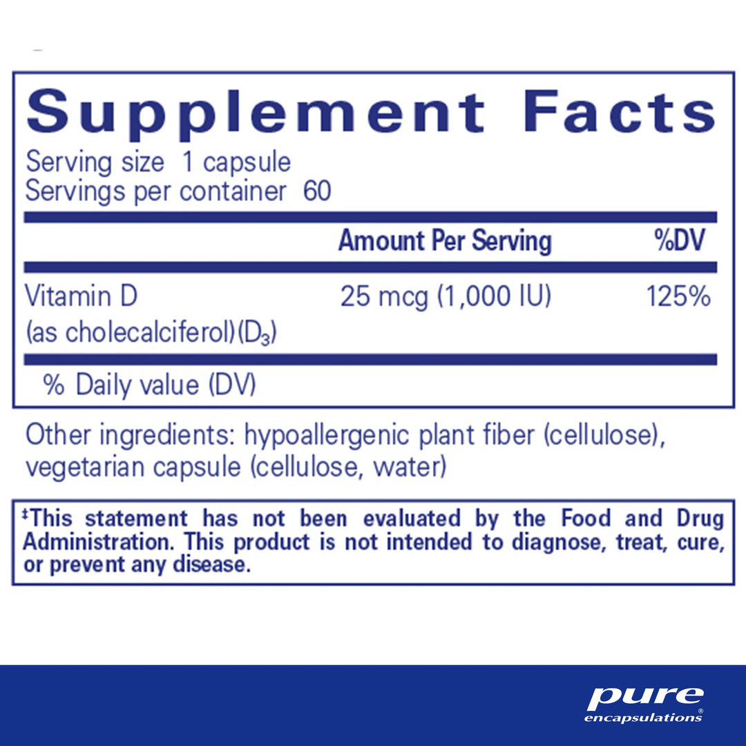 Vitamin D3 25 mcg (1,000 IU) 60's