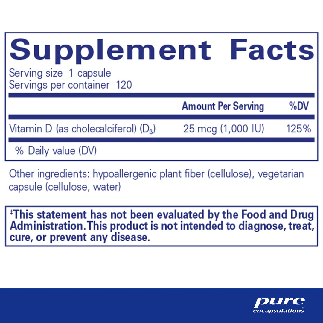 Vitamin D3 25 mcg (1,000 IU) 120's