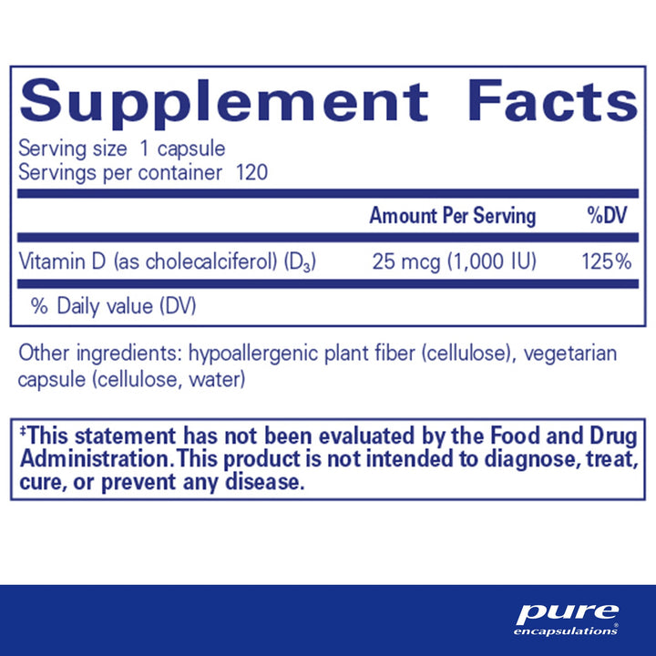Vitamin D3 25 mcg (1,000 IU) 120's