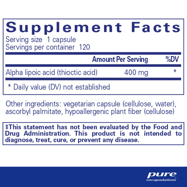 Alpha Lipoic Acid 400 mg. 120's